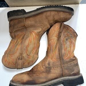 Hermans Brown Leather Steel-Toe Western Boots